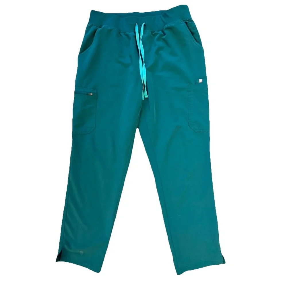 Figs Women's Yola Cargo Teal Green High Waisted Scrub Pants Size XL